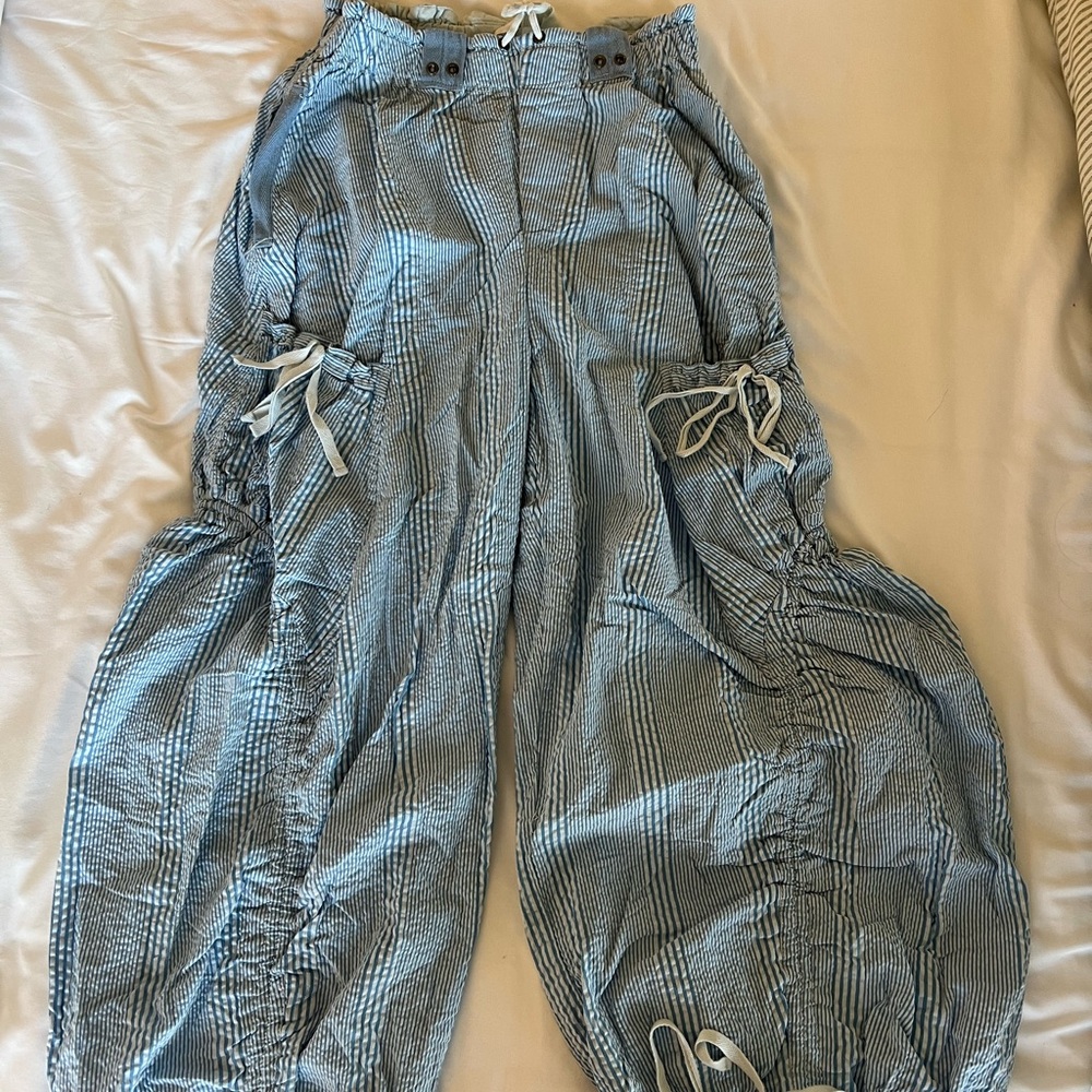 Free People Light Blue Striped Pants - Picture 2 of 4
